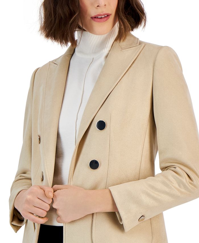 Anne Klein Women's Faux DoubleBreasted ScubaSuede Jacket Macy's