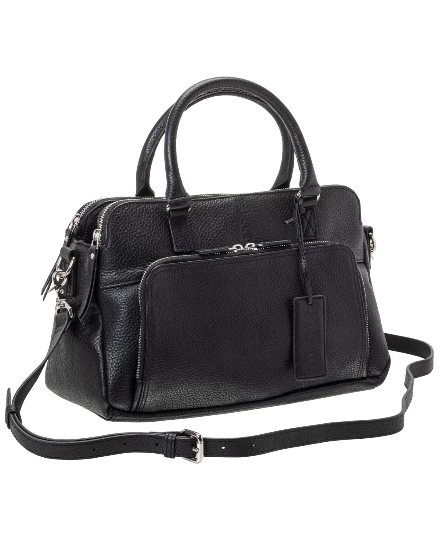 Женская сумка Mancini Jennifer Medium Pebbled Leather Crossbody Satchel, цвет: Чёрный — фото 2
