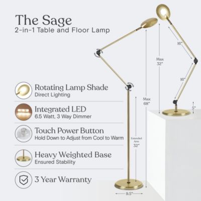 Sage 68" LED 2-in-1 Floor or Desk Lamp with 3 Color Modes