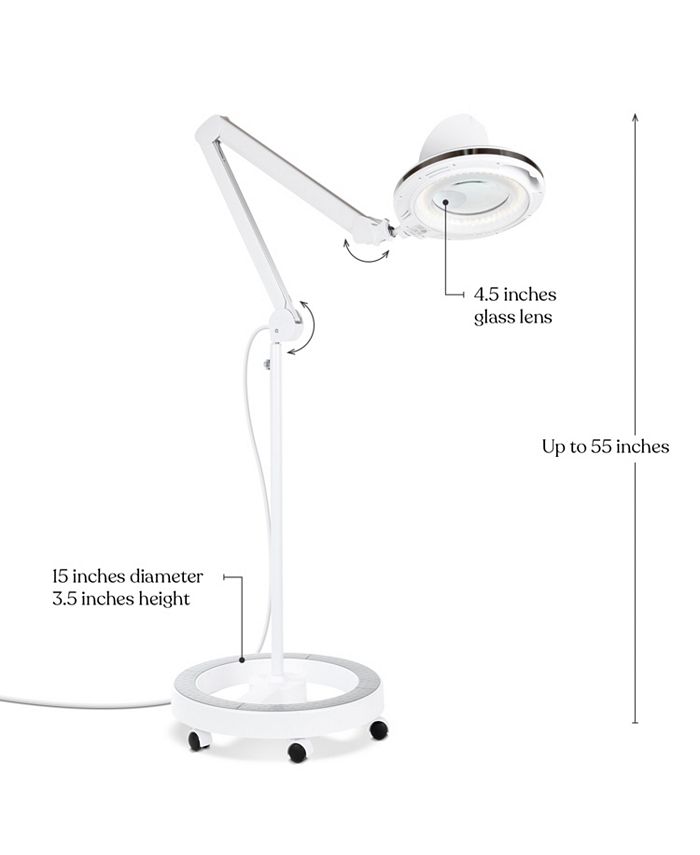 Brightech Lightview Pro Led Rolling Base Magnifier Floor Lamp 3 Diopter