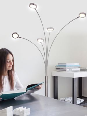 Orion 74" LED Tree Arc Floor Lamp with 5 Adjustable Arms