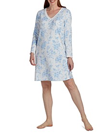 Women's Floral-Print Long-Sleeve Nightgown