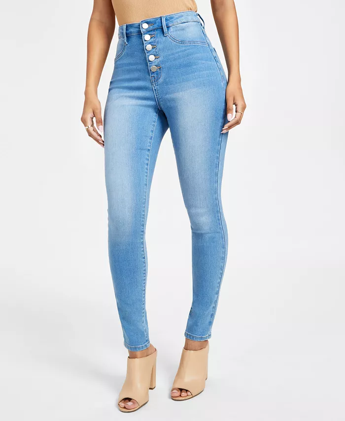 Juniors' 5-Button High Waisted Curvy Skinny Jeans
