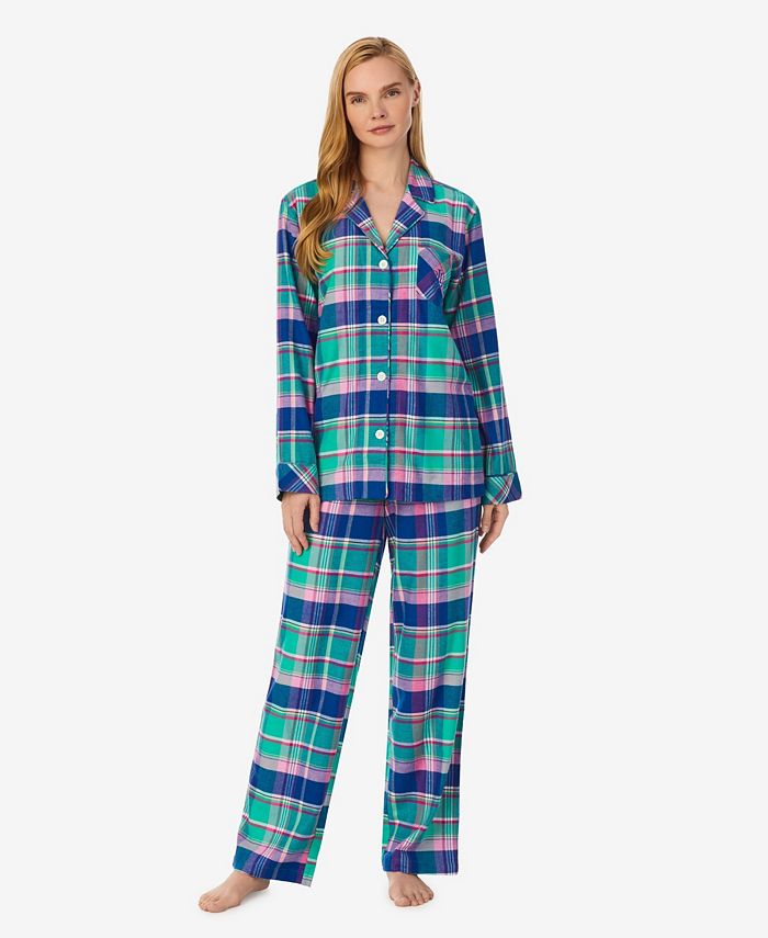 Lauren Ralph Lauren Women's Cotton Notch-Collar & Capri Pajama Set - Macy's