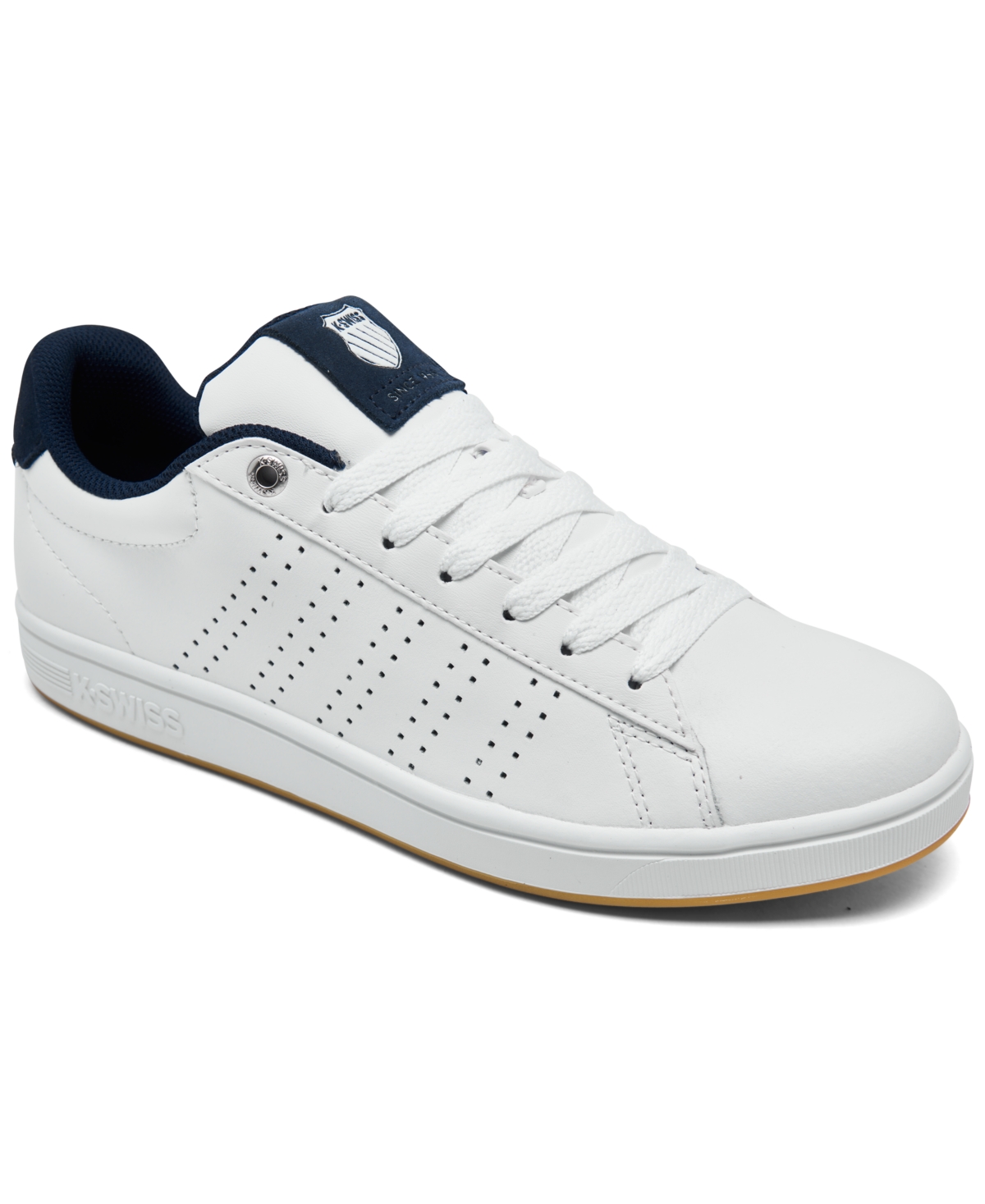 Men's Court Casper Casual Sneakers from Finish Line - White, Navy, Gum