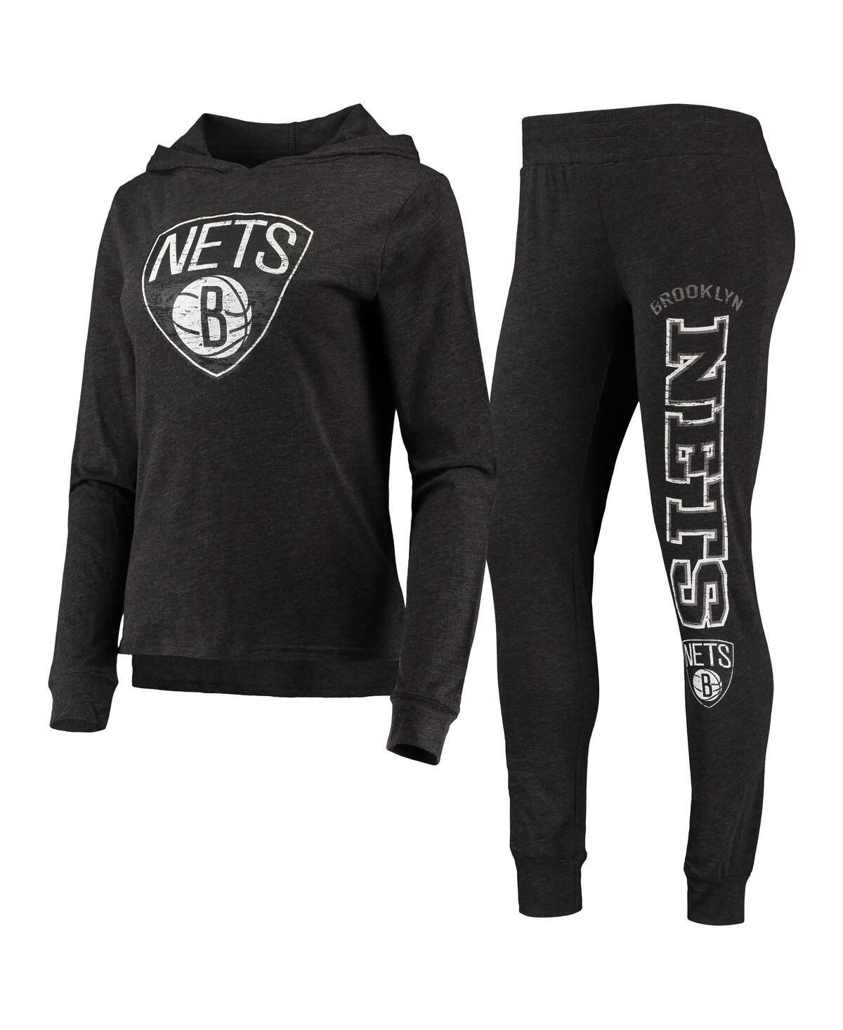 Shop Concepts Sport Women's  Black Brooklyn Nets Hoodie & Pants Sleep Set