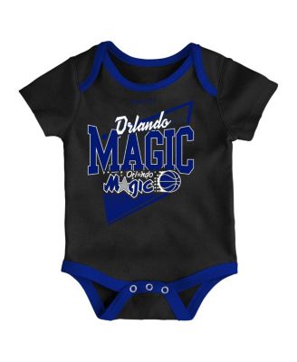Infant Boys and Girls Black, Blue Orlando Magic Hardwood Classics Bodysuits and Cuffed Knit Hat Set