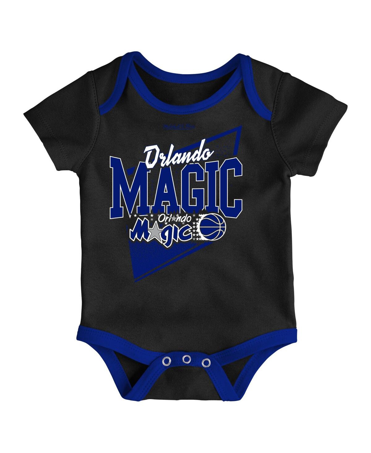 Shop Mitchell & Ness Infant Boys And Girls  Black, Blue Orlando Magic Hardwood Classics Bodysuits And Cuff In Black,blue