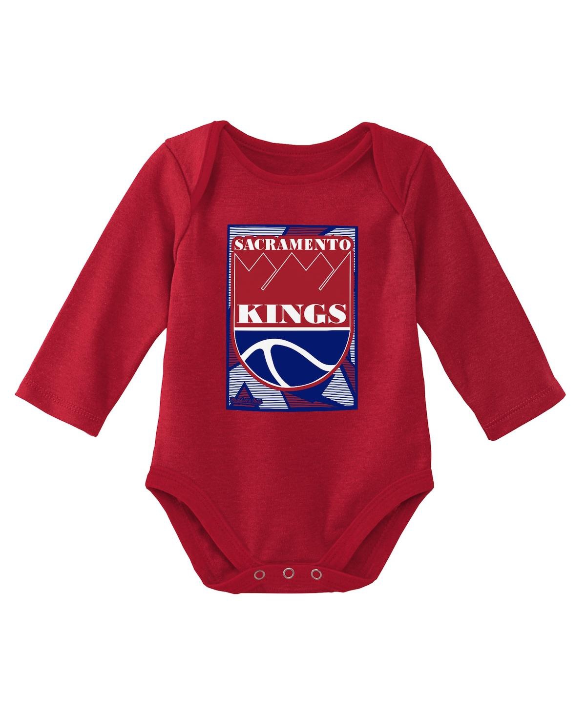 Shop Mitchell & Ness Infant Boys And Girls  Blue, Red Sacramento Kings Hardwood Classics Bodysuits And Cuf In Blue,red