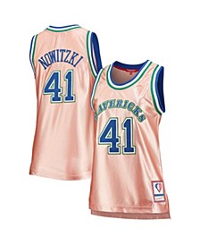 Women's Dirk Nowitzki Pink Dallas Mavericks 75th Anniversary Rose Gold 1998 Swingman Jersey