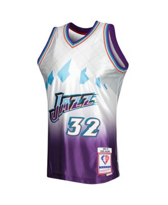 Men's Karl Malone Platinum Utah Jazz 1996-97 Hardwood Classics 75th Anniversary Swingman Jersey