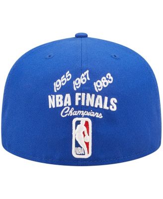 Men's Royal Philadelphia 76ers 3x NBA Finals Champions Crown 59FIFTY Fitted Hat