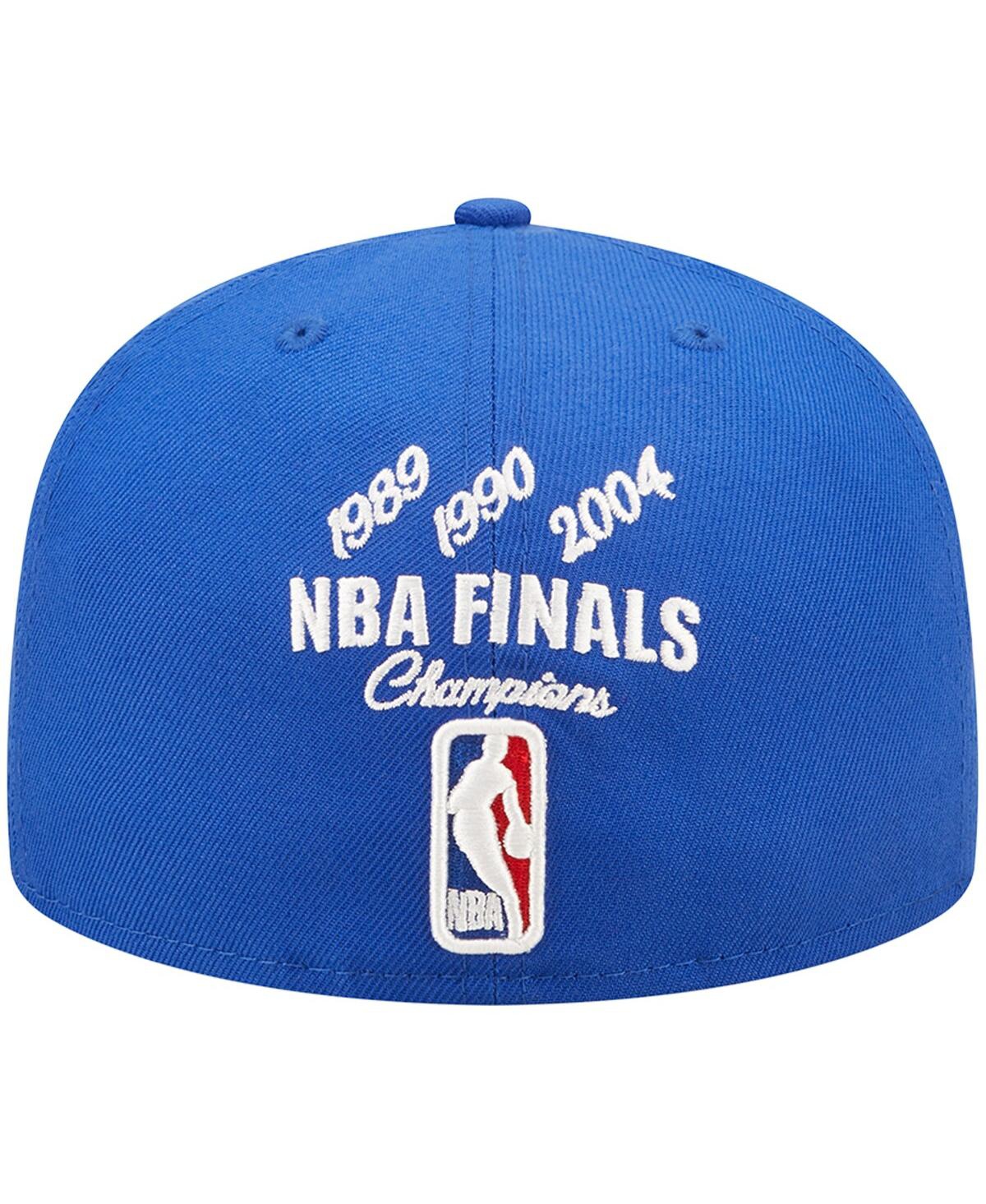 Shop New Era Men's  Blue Detroit Pistons 3x Nba Finals Champions Crown 59fifty Fitted Hat