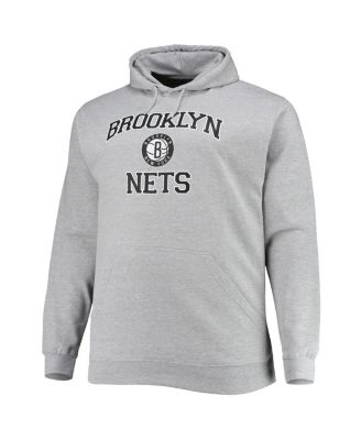 Men's Heathered Gray Brooklyn Nets Big and Tall Heart and Soul Pullover Hoodie