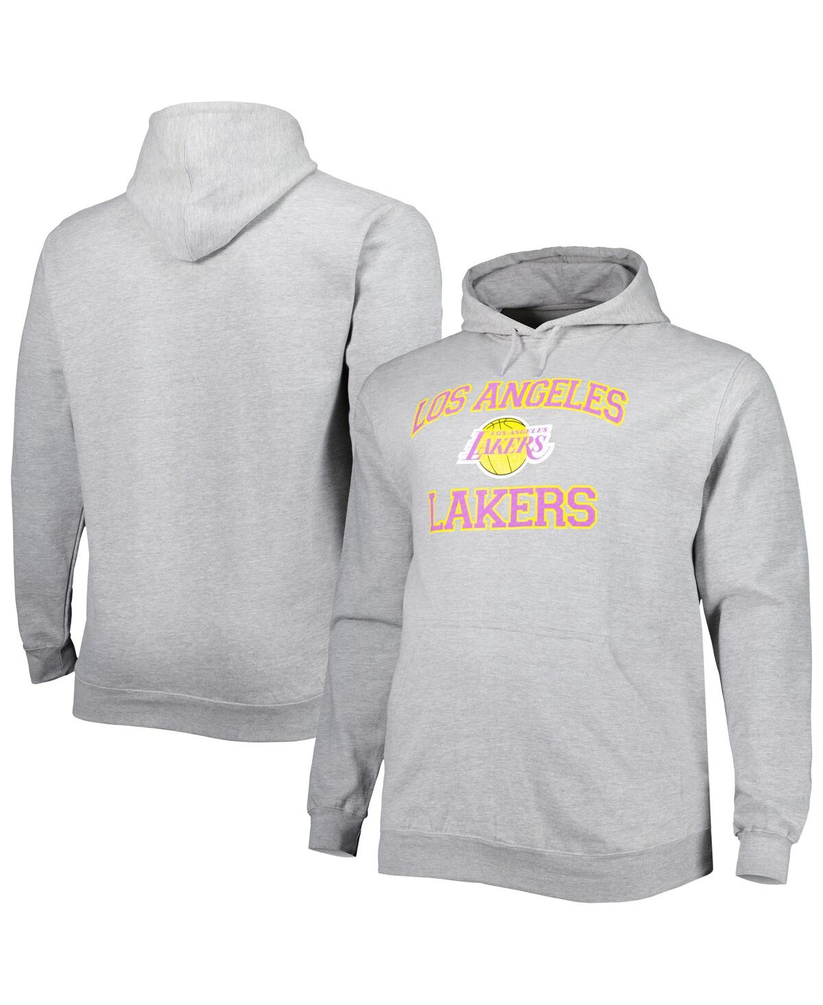 Profile Men's Heathered Gray Los Angeles Lakers Big And Tall Heart And Soul Pullover Hoodie