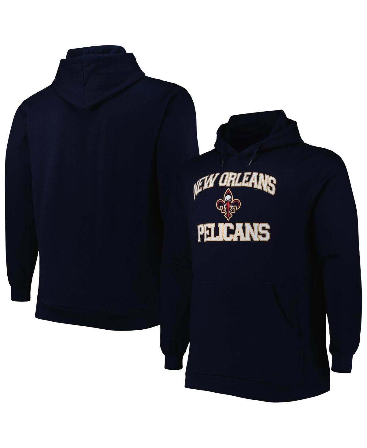 Profile Men's Navy New Orleans Pelicans Big And Tall Heart And Soul Pullover Hoodie In Navy