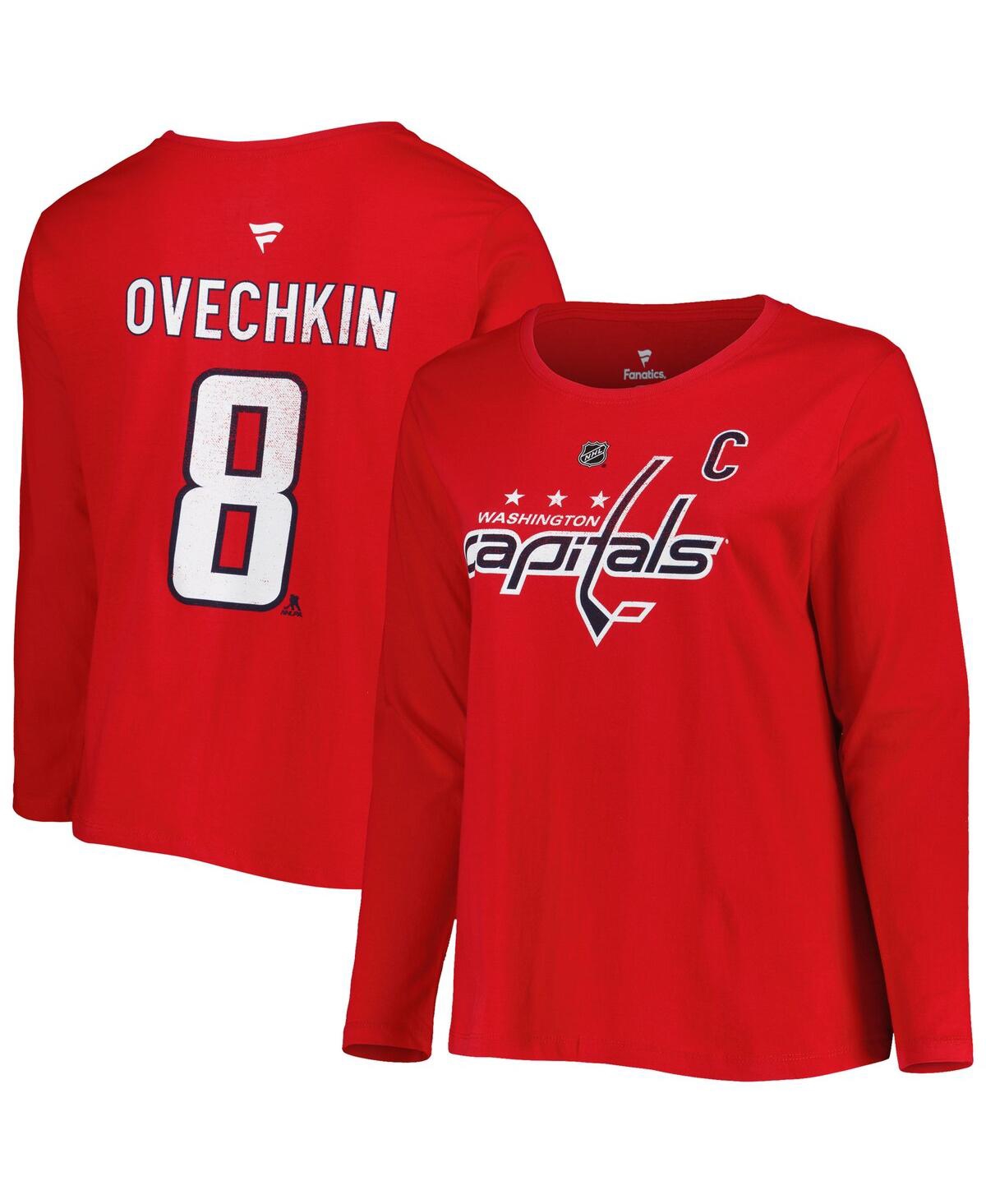 Women's Alexander Ovechkin Red Washington Capitals Plus Size Name and Number Long Sleeve T-shirt - Red