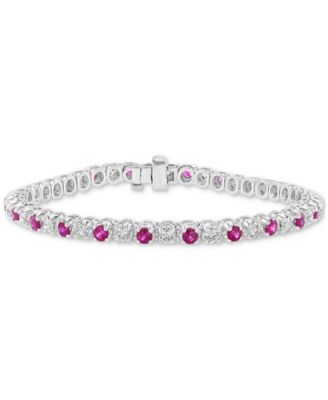 EFFY Collection - Ruby (3-1/20 ct. t.w.) & Diamond (2-1/6 ct. t.w.) Tennis Bracelet in 14k White Gold