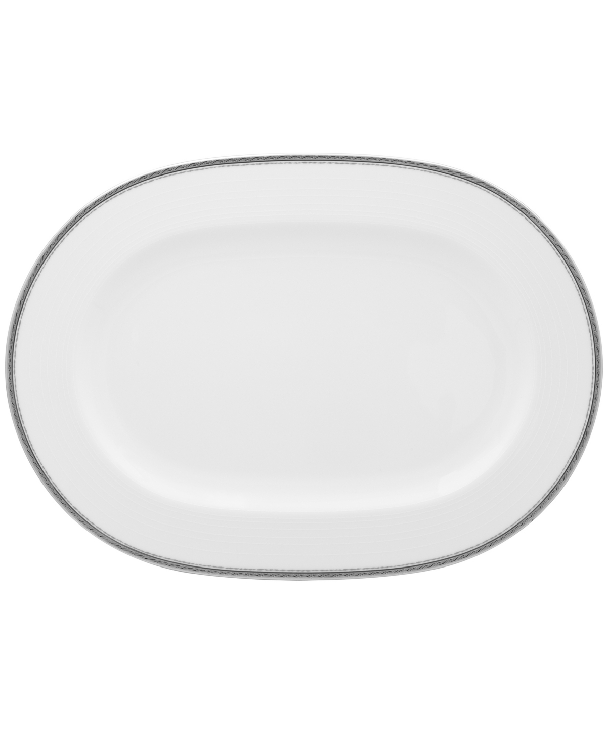 Shop Noritake Whiteridge Platinum Oval Platter, 16" In White And Platinum