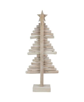 Rustic Wooden Christmas Tree With Star Table Top Decor, 25.5"