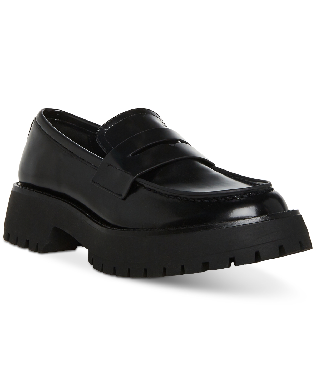 Madden Girl Heather Platform Lug-sole Loafer Flats In Black