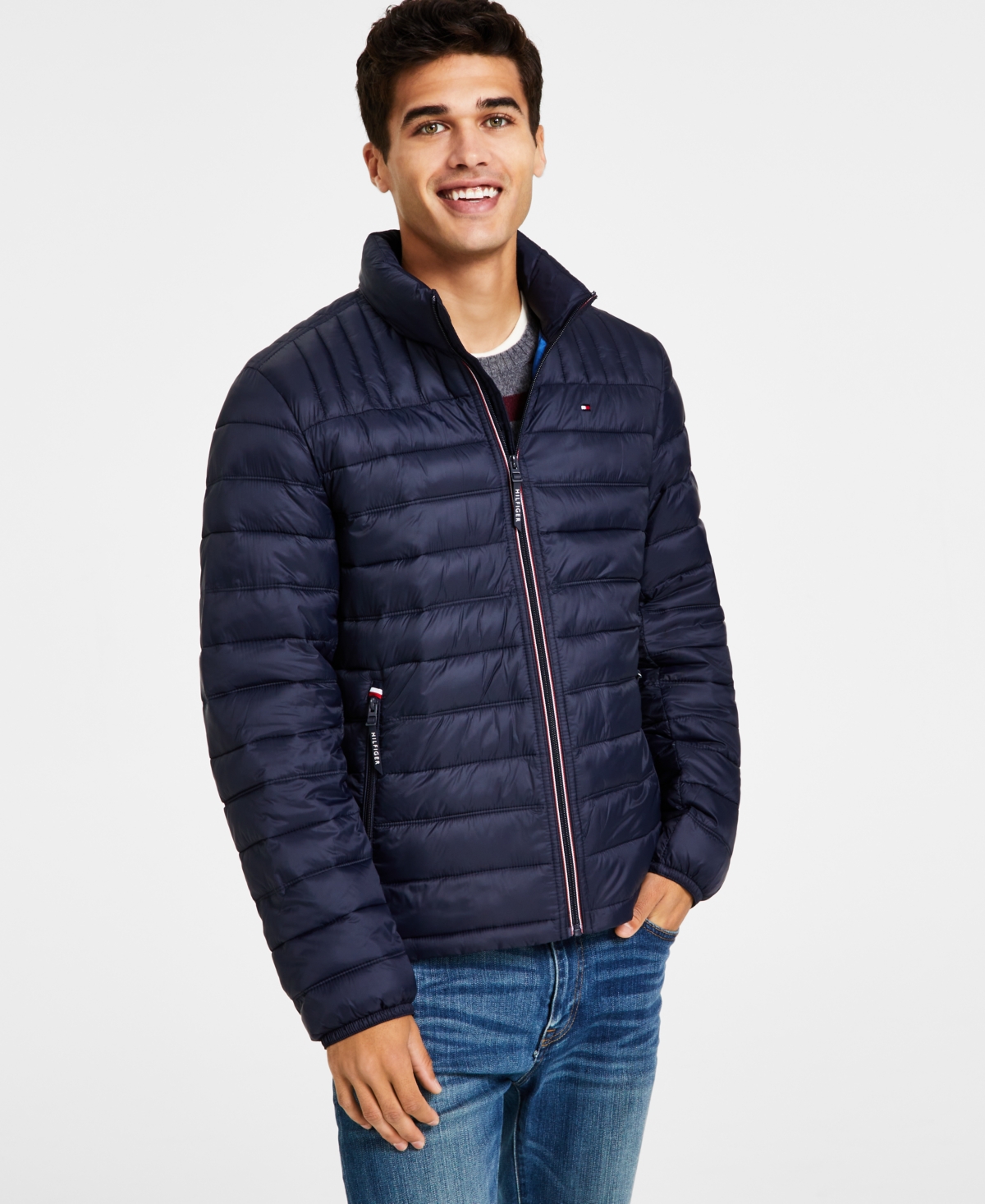 Tommy Hilfiger Men's Packable Quilted Puffer Jacket In Blue