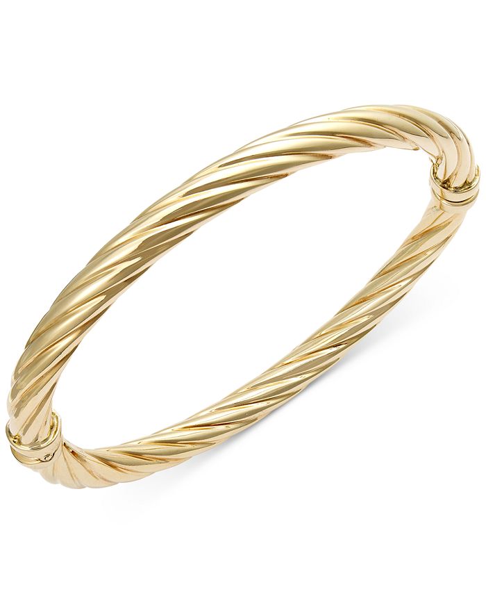 Italian Gold Twist Hinge Bangle Bracelet in 14k Gold or White Gold ...