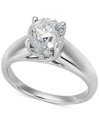 Macy&#39;s Certified Diamond Solitaire Engagement Ring in 14k White Gold (1-1/2 ct. t.w.) & Reviews ...
