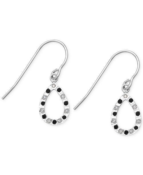 Macy's Black and White Diamond Accent Teardrop Earrings in Sterling