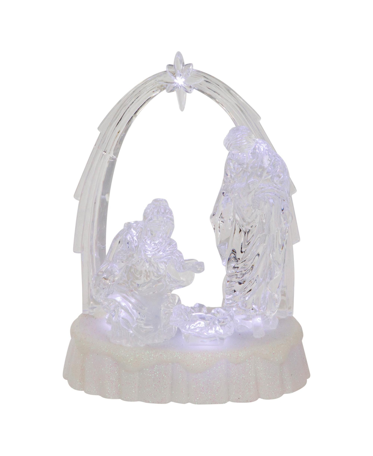 Northlight Led Lighted Musical Icy Crystal Nativity Scene Christmas Decoration, 7" In White