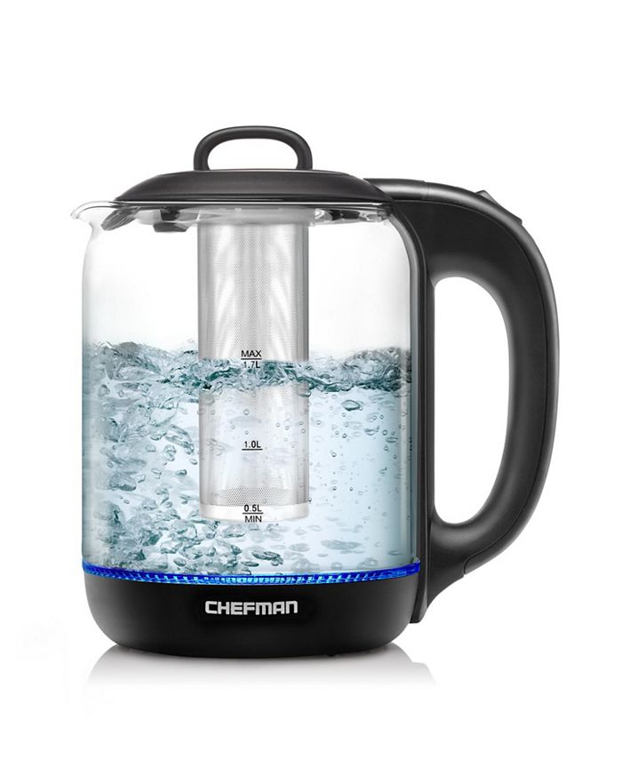 Chefman 1.7 Liter Electric Glass Kettle with Tea Infuser - Macy's