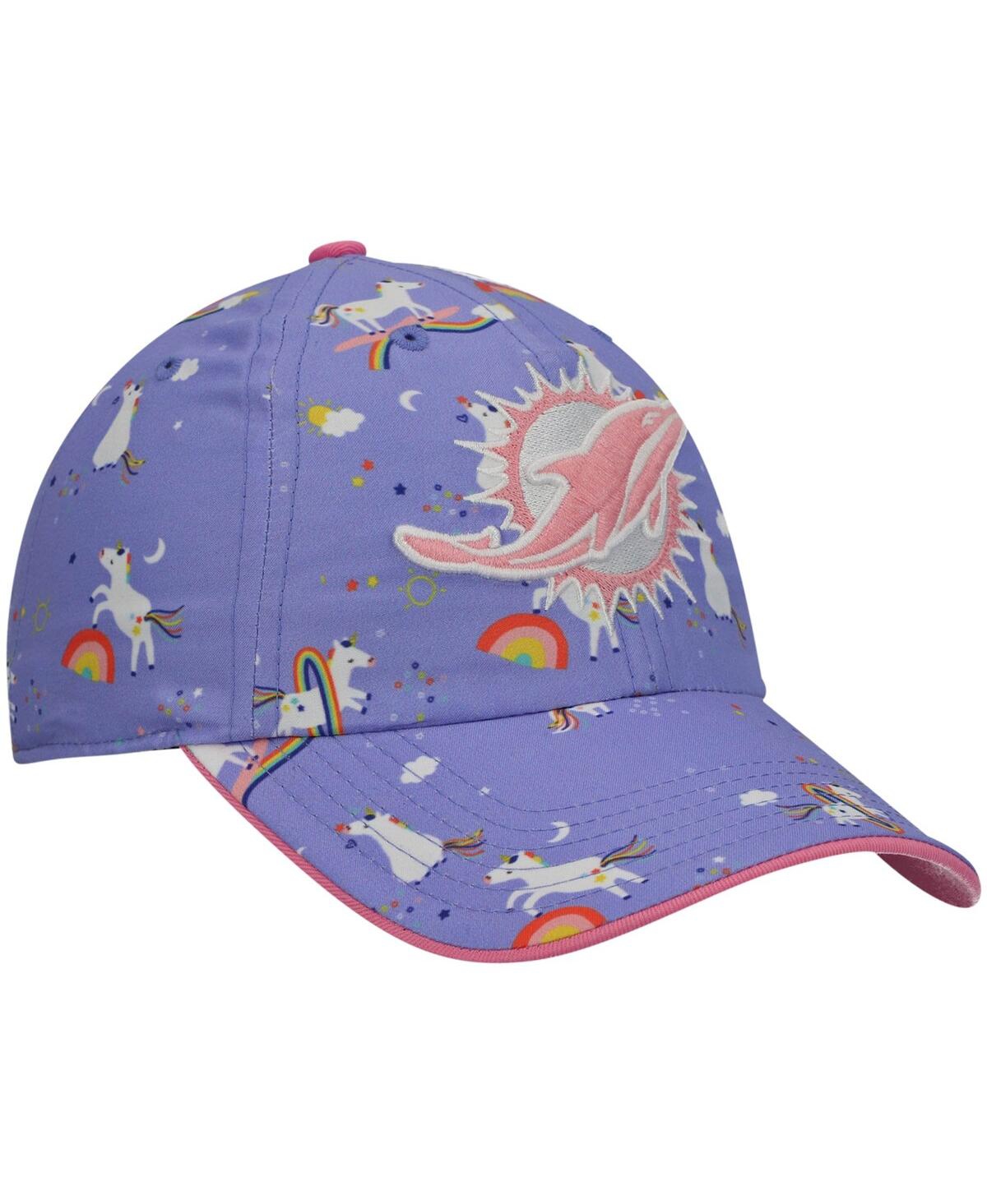 Shop 47 Brand Girls Preschool '47 Purple Miami Dolphins Logo Unicorn Clean Up Adjustable Hat