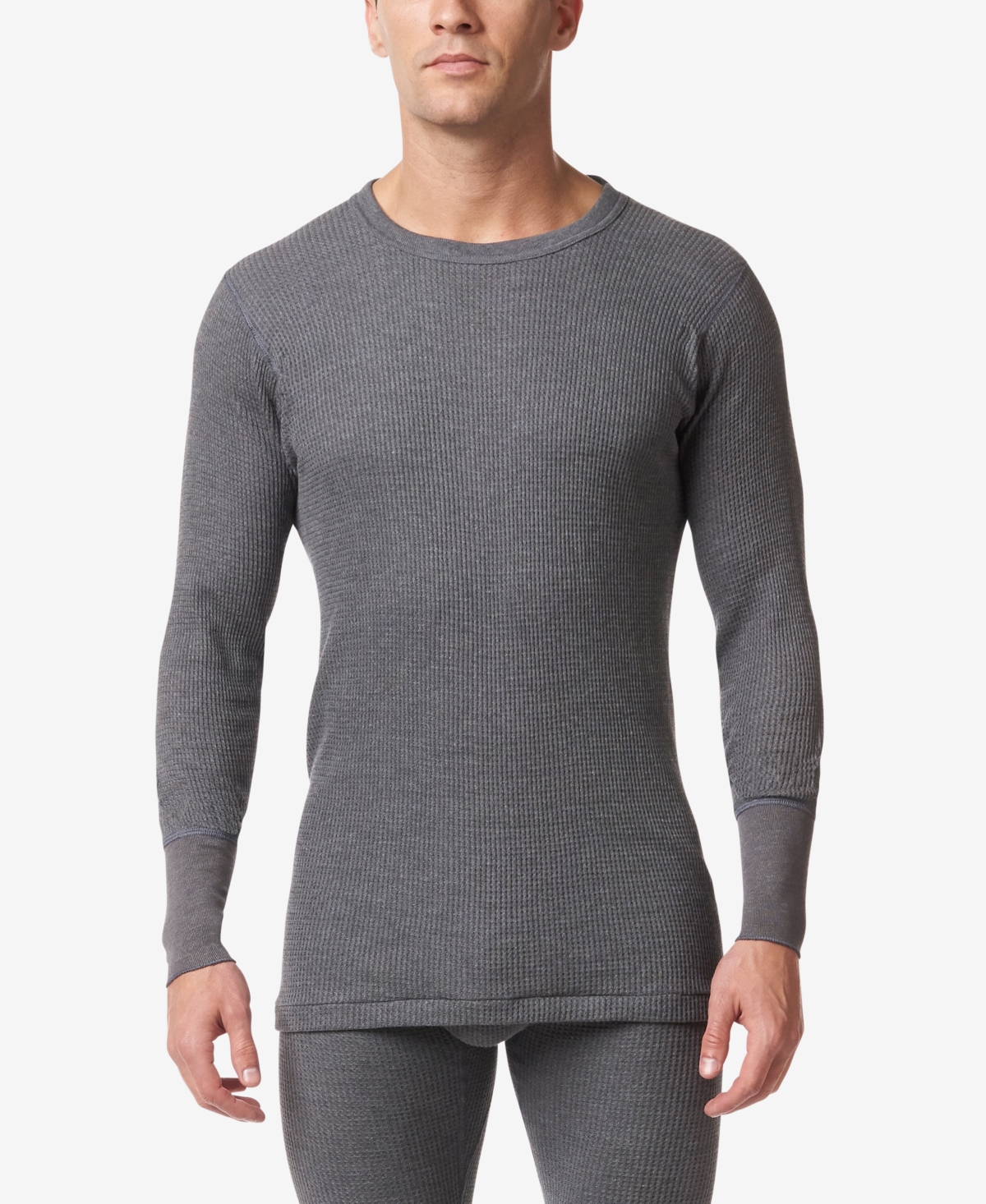 Men's Essentials Waffle Knit Thermal Long Sleeve Undershirt - Charcoal Mix