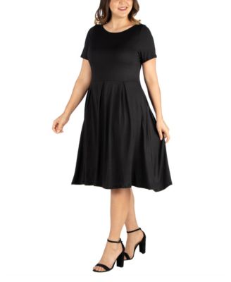 Plus Size Short Sleeve Midi Dress with Pockets