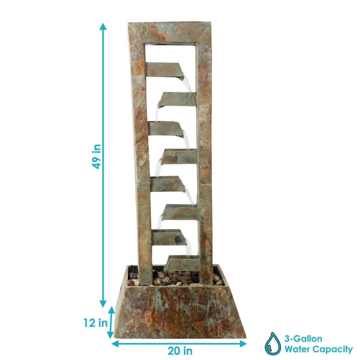 Sunnydaze Decor 49-Inch Stacked Slate Outdoor Water Fountain - Large Freestanding Waterfall Fountain for the Patio or Yard