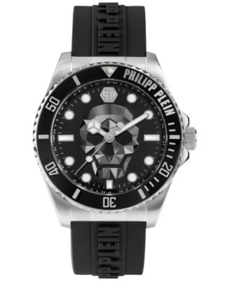 Philipp Plein - Men's The Skull Diver Black Silicone Strap Watch 44mm