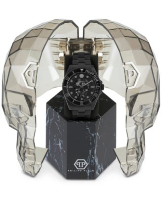 Men's The $kull Black Ion Plated Stainless Steel Bracelet 44mm