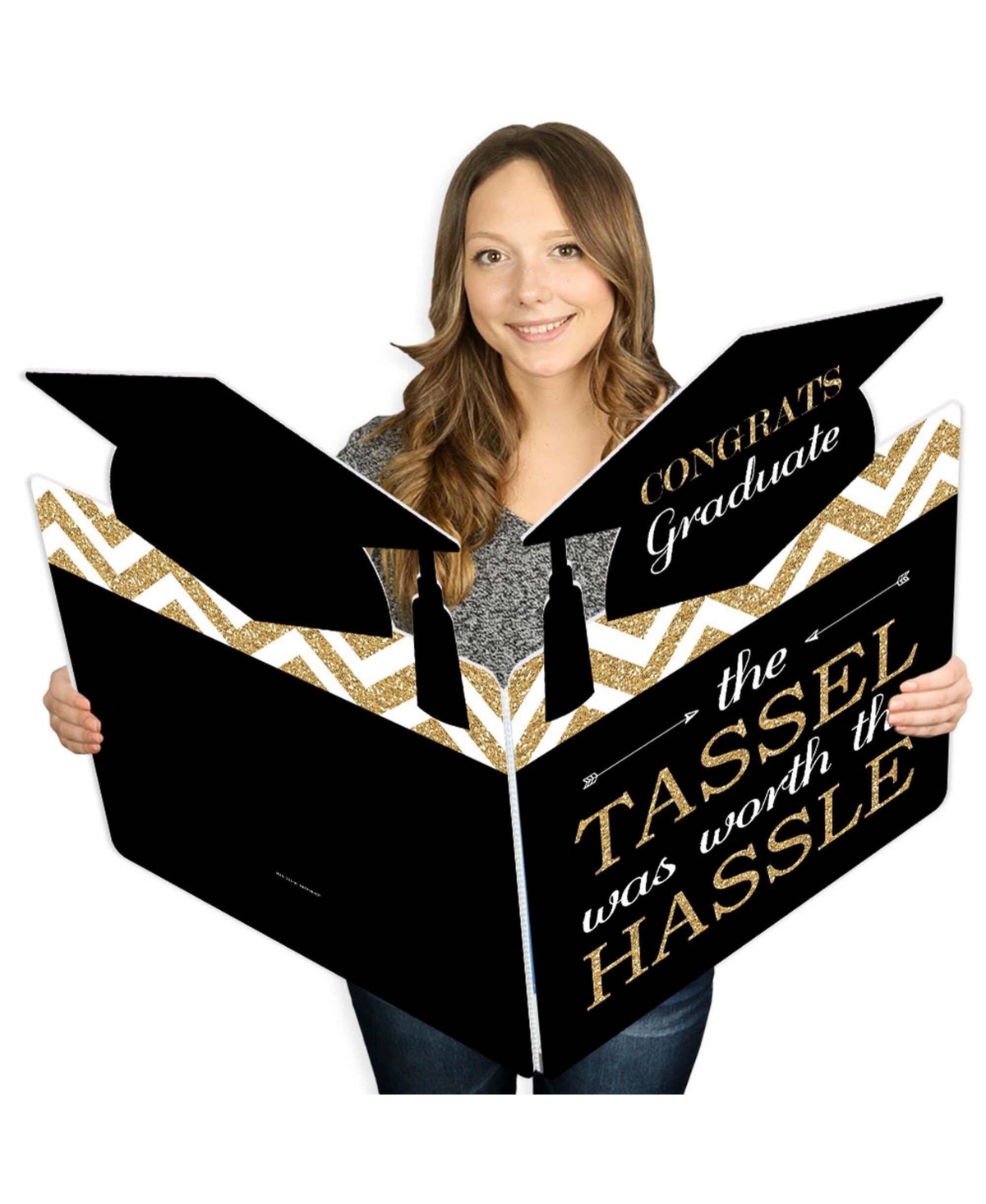 Gold - Tassel Worth the Hassle - Graduation Giant Greeting Card Jumborific Card - Gold