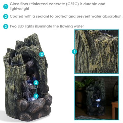 Cavern of Mystery 28-Inch Glass Fiber Reinforced Concrete Outdoor Rock Water Fountain with LED Light