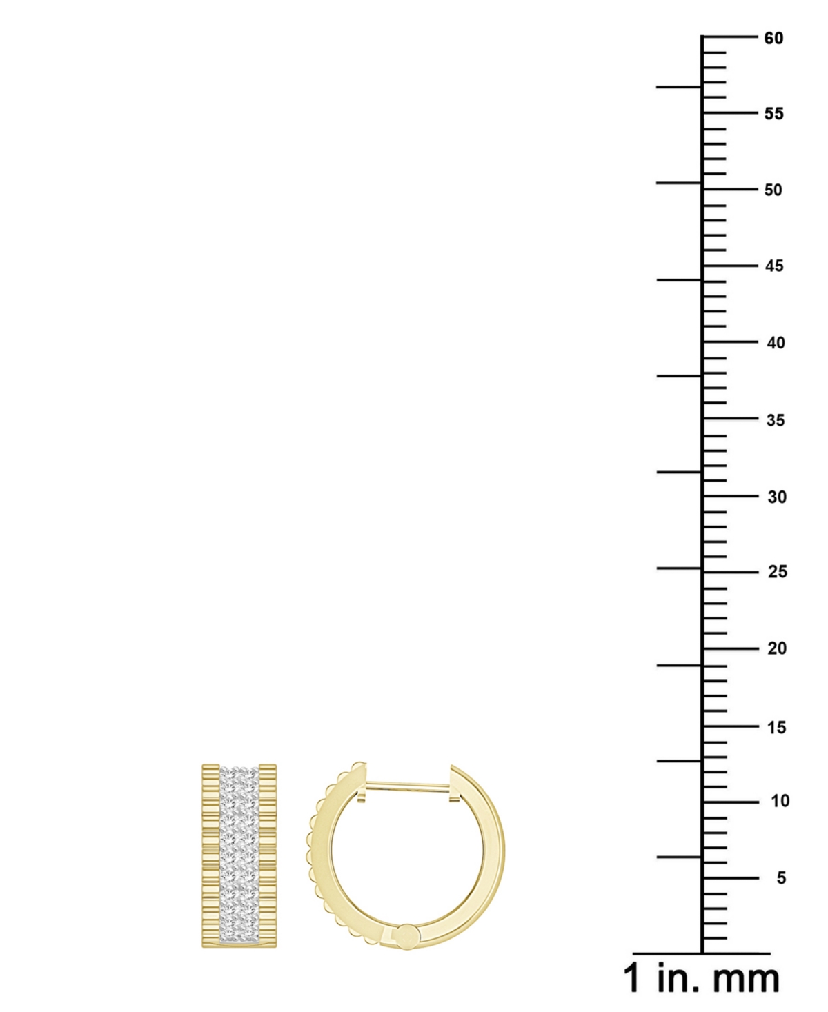 Men's Diamond Ridged Hoop Earrings (1/3 ct. t.w.) in 10k 15mm - Gold