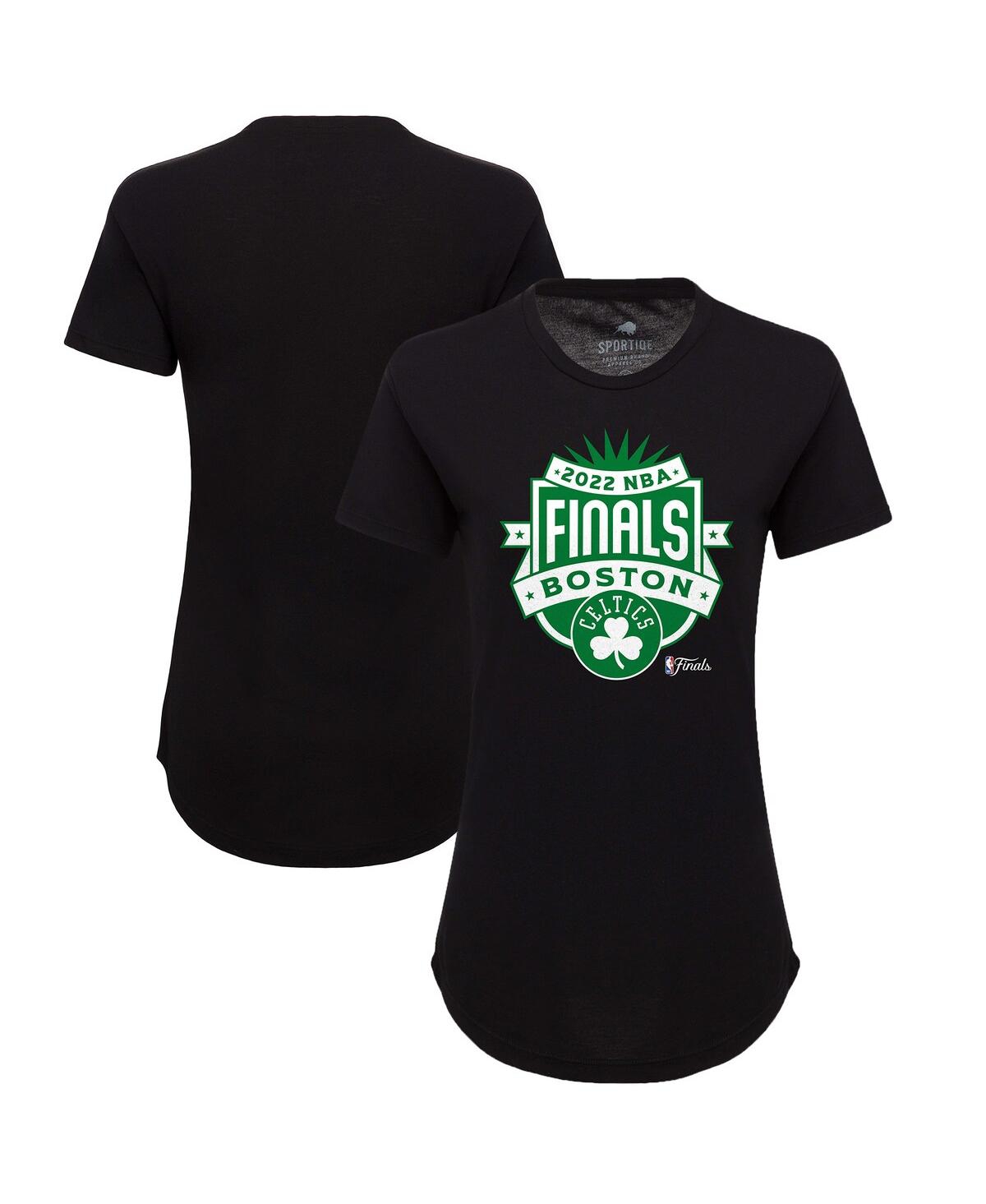 Sportiqe Women's  Black Boston Celtics 2022 Nba Finals Crest Phoebe T-shirt