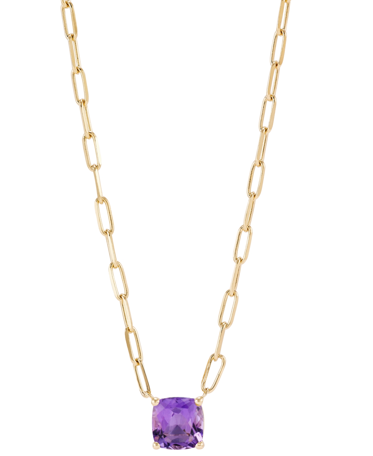 Macy's Amethyst Paperclip Link 18" Pendant Necklace (1-5/8 Ct. T.w.) In Gold-plated Sterling Silver (also I