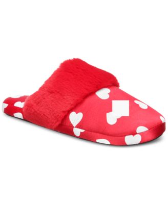 Photo 1 of XL (11 -12) INC International Concepts Women's Hearts Faux-Fur-Trim Slippers, Created for Macy's