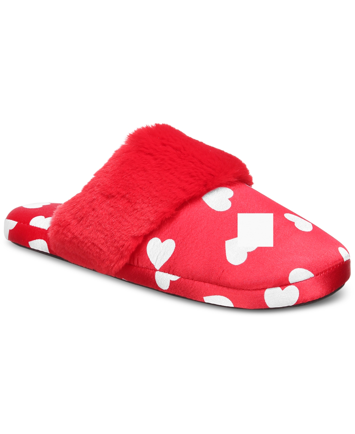 Inc International Concepts Women's Hearts Faux-fur-trim Slippers, Created For Macy's