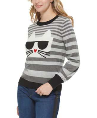 KARL LAGERFELD PARIS - Women's Choupette Striped Sweater