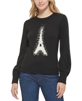 KARL LAGERFELD PARIS Women's Pearl Eiffel Tower Sweater Macy's