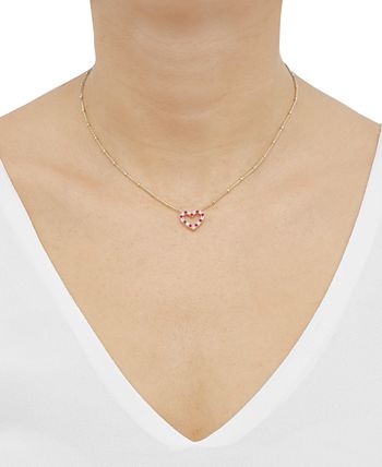 Macy's pink sapphire heart hot sale necklace