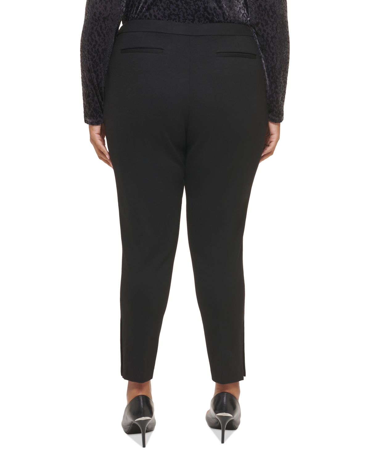 Calvin Klein Plus Size Ponte Pleated Slim-Leg Pants