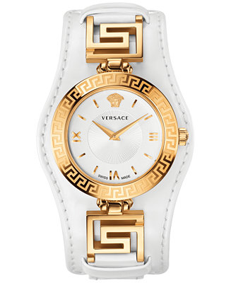 Versace Women's Swiss V-Signature White Leather Strap Watch 35mm ...