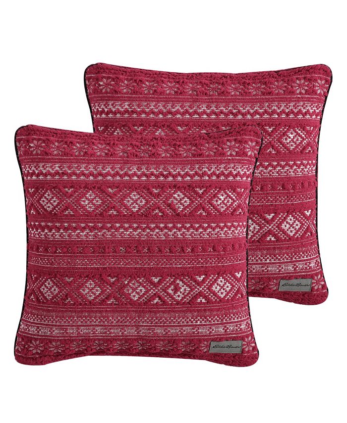 Eddie Bauer Classic Fair Isle Sherpa 2 Piece Pillow Cover Set, 20" X 20